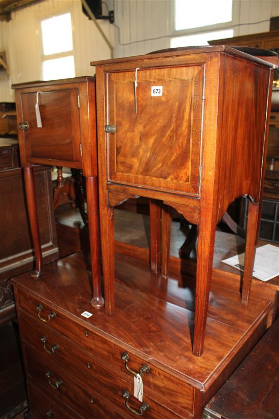 Georgian mahogany pot cupboard & another similar pot cupboard(-)